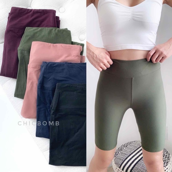 HIGH WAISTED ELEVATE BIKE SHORTS - OLIVE - Picture 2 of 8